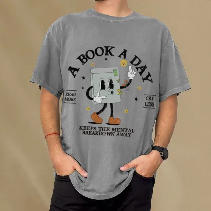 Pagewings  A Book A Day Keep The Mental Breakdown Away Unisex Washed T-shirt