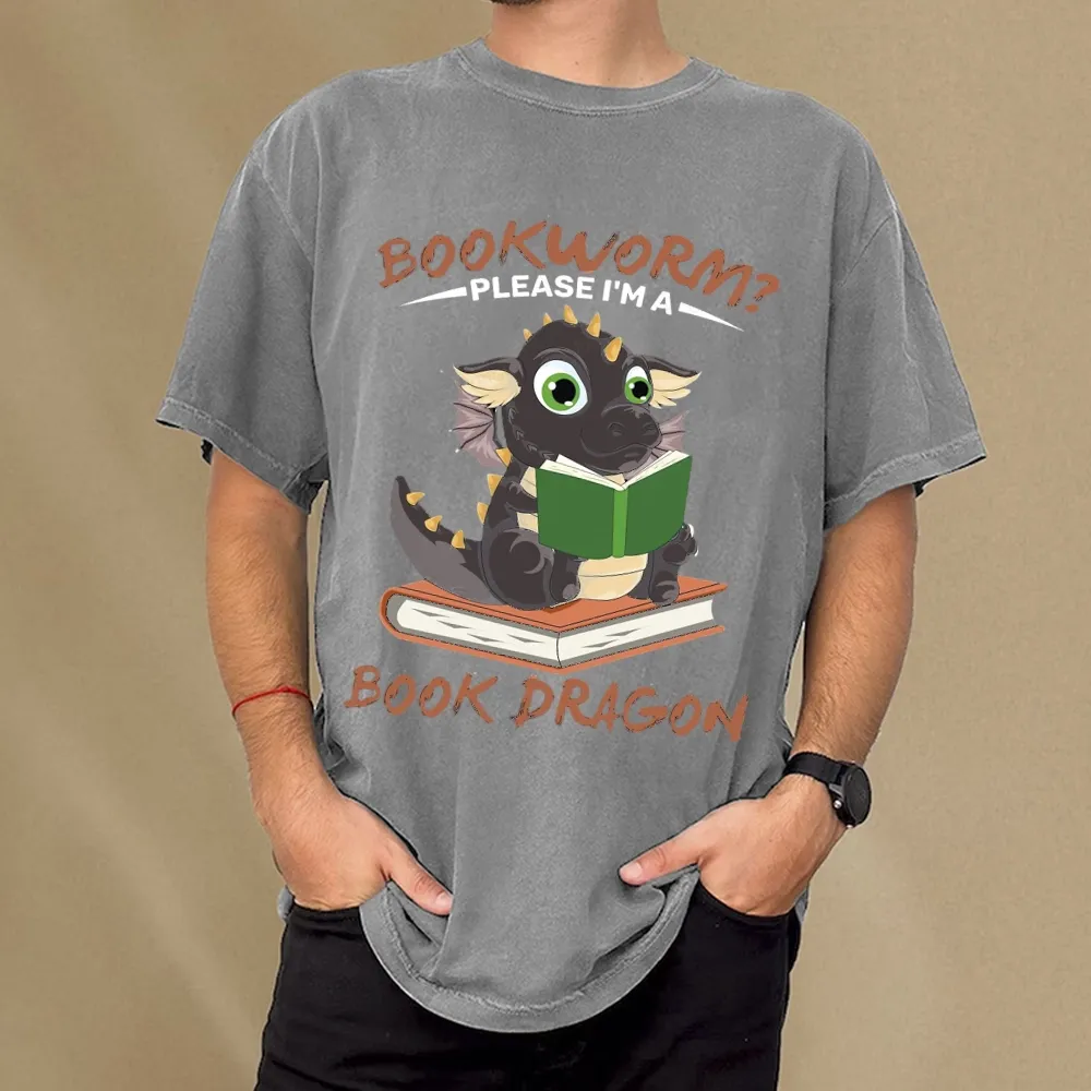 Pagewings Book Dragon Unisex Washed T-shirt