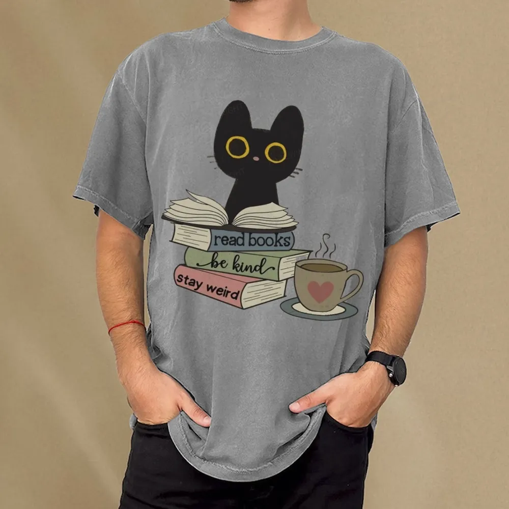 Pagewings Read Books Be Kind Stay Weird Unisex Washed T-shirt