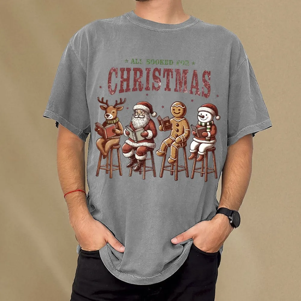 Pagewings All Booked For Christmas Unisex Washed T-shirt