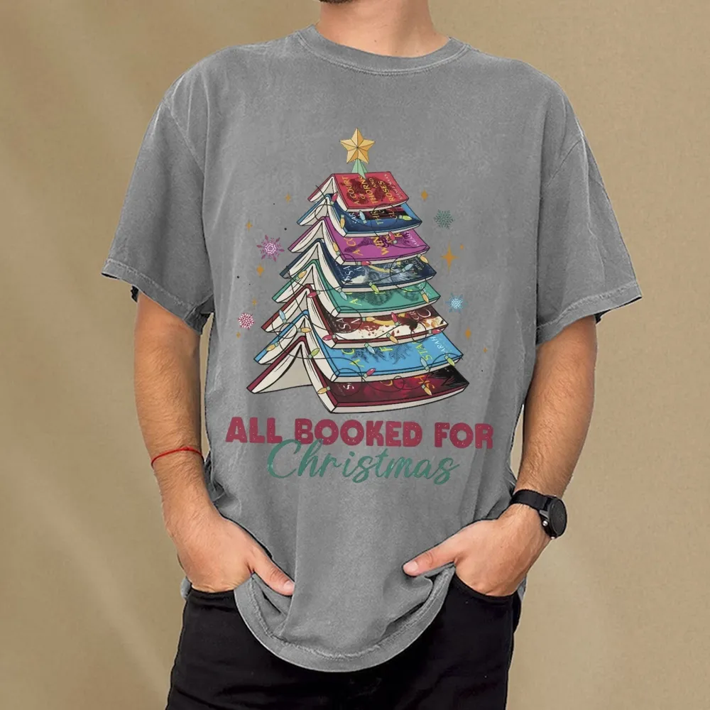 Pagewings SJM Book All Booked for Christmas Unisex Washed T-shirt
