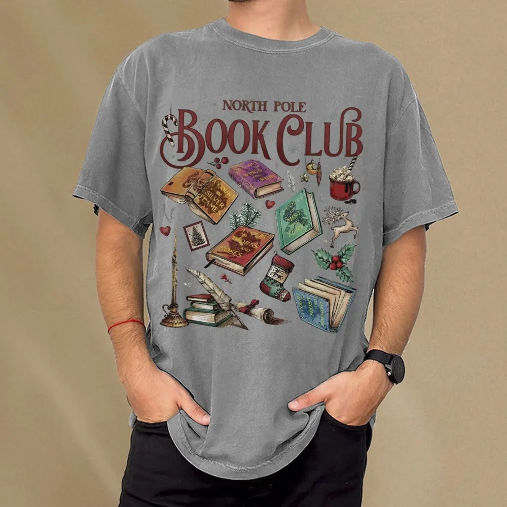 Pagewings SJM Book Club Christmas Unisex Washed T-shirt