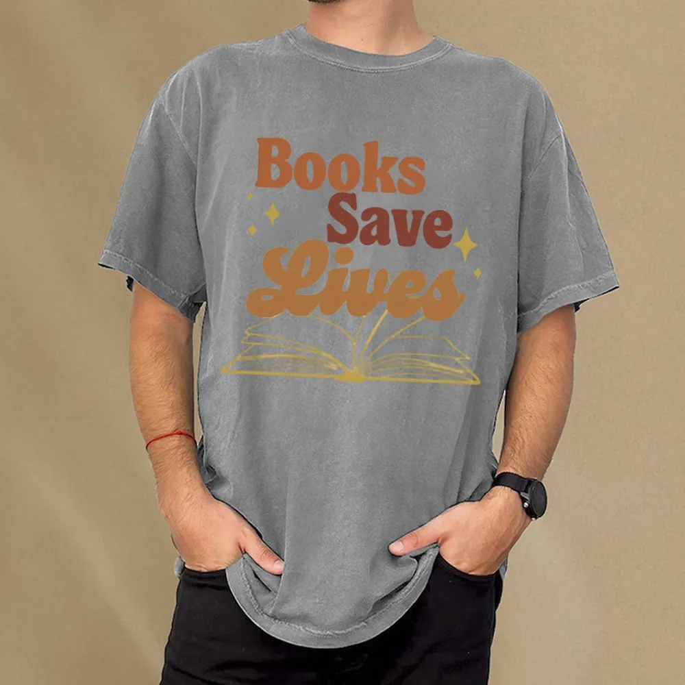 Pagewings Books Save Lives  Unisex Washed T-shirt