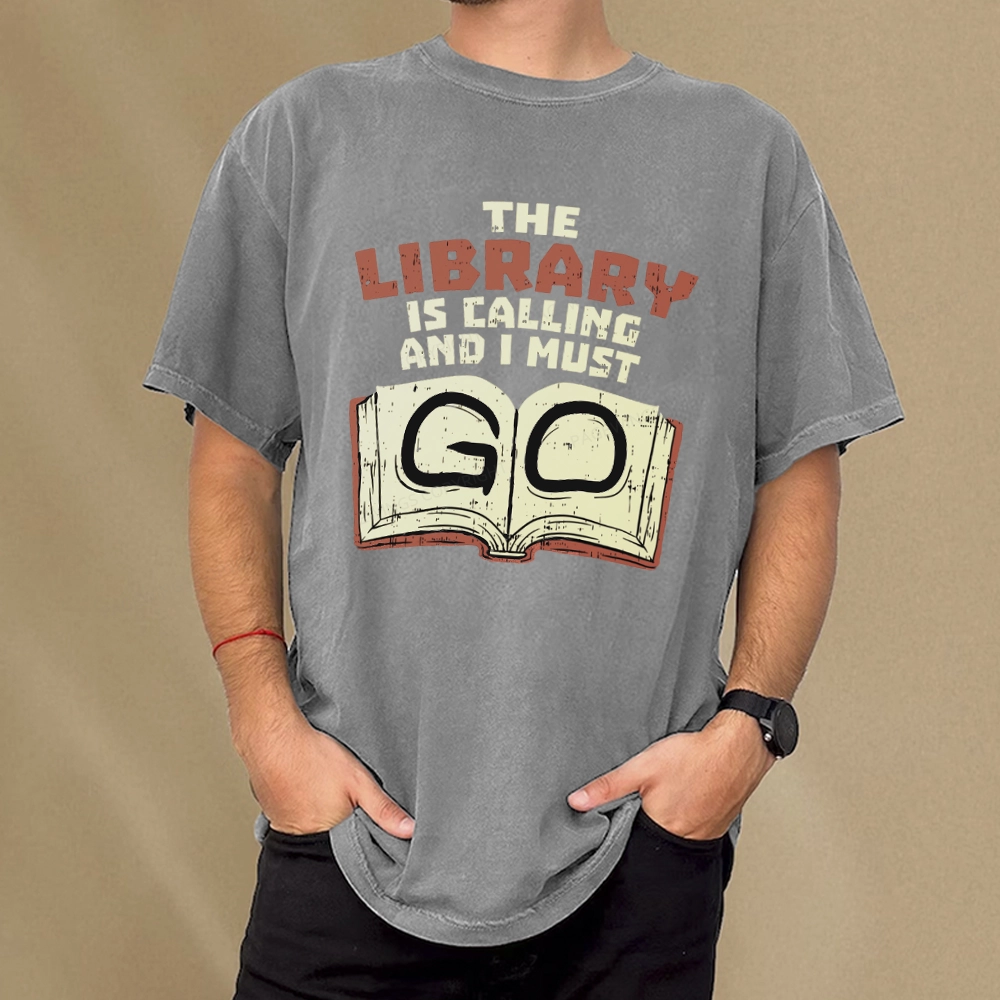 Pagewings The Library Is Calling And I Must Go Unisex Washed T-shirt
