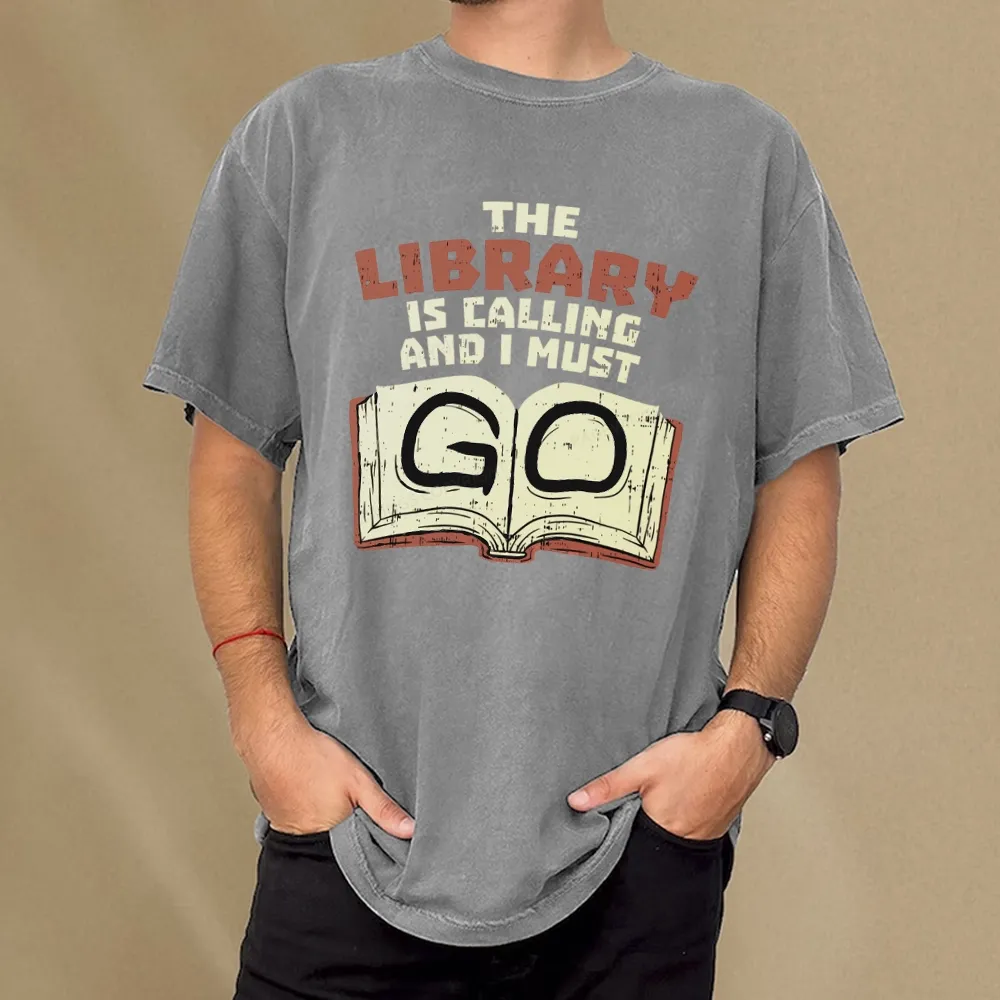 Pagewings The Library Is Calling And I Must Go Unisex Washed T-shirt
