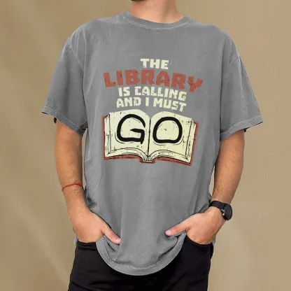 Pagewings The Library Is Calling And I Must Go Unisex Washed T-shirt
