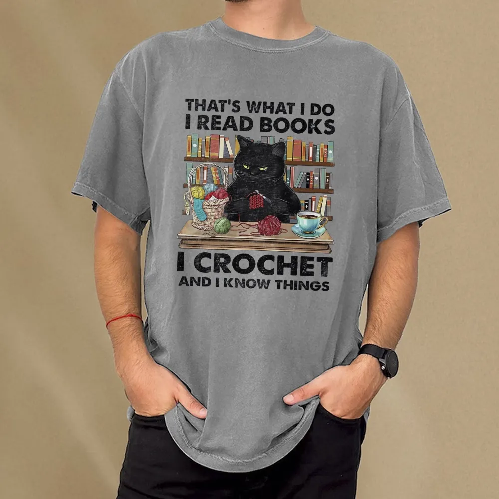 Pagewings I Read Books I Crochet And I Know Things Unisex Washed T-shirt