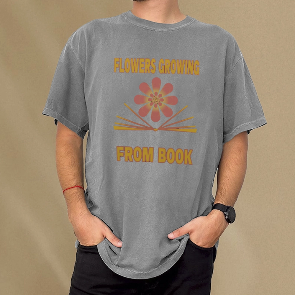 Pagewings Flowers Growing From Book Unisex Washed T-shirt