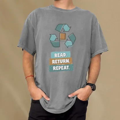 Pagewings Read Return Repeat Unisex Washed T-shirt