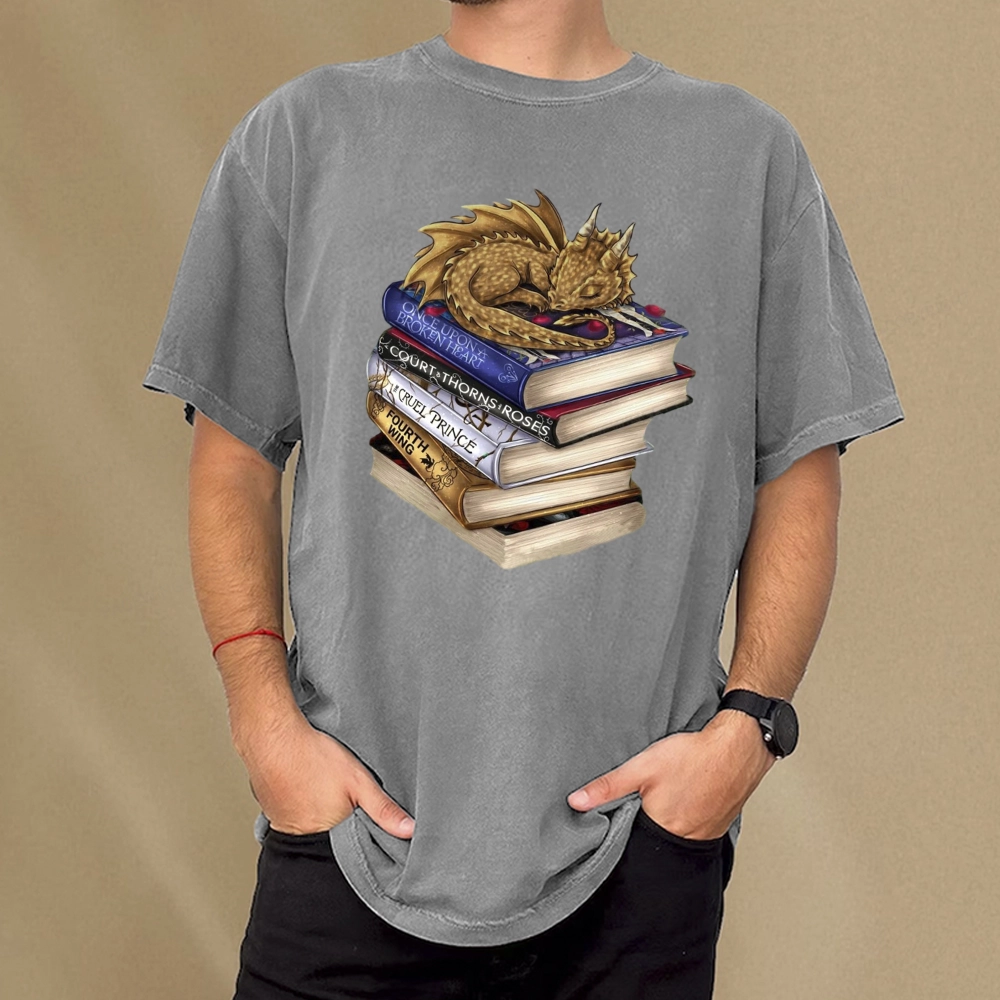 Pagewings Dragon Fantasy Story Unisex Washed T-shirt