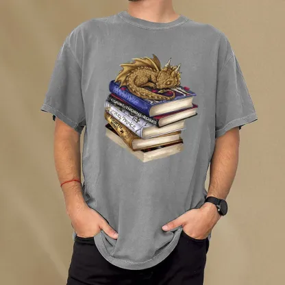 Pagewings Dragon Fantasy Story Unisex Washed T-shirt