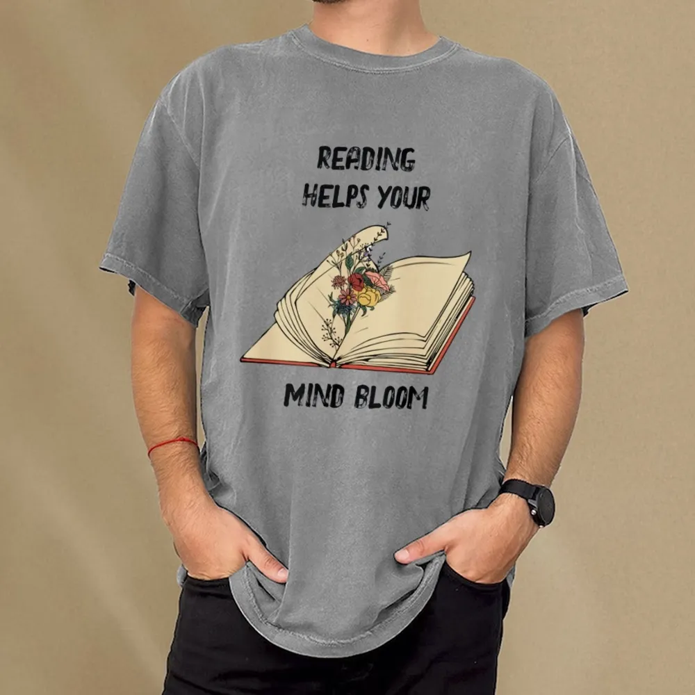 Pagewings Personalised Vintage Reading Book Wild Flowers Unisex Washed T-shirt