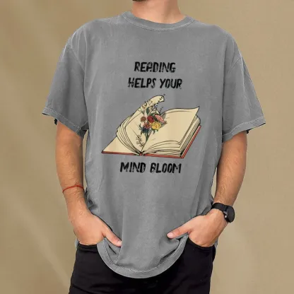 Pagewings Personalised Vintage Reading Book Wild Flowers Unisex Washed T-shirt