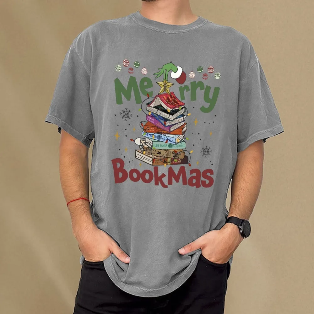 Pagewings Merry Bookmas Unisex Washed T-shirt