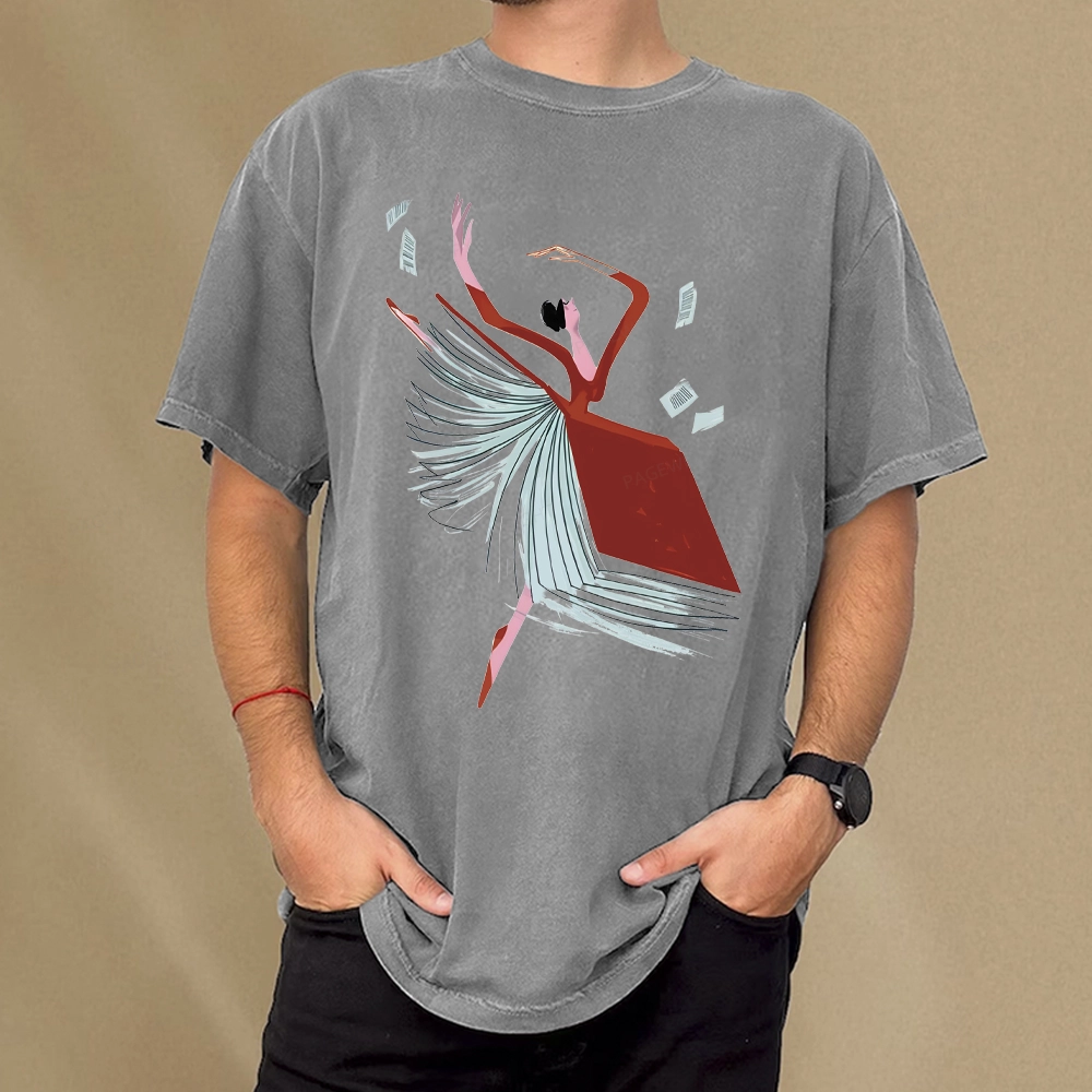 Pagewings Girl Dancing Pages Unisex Washed T-shirt