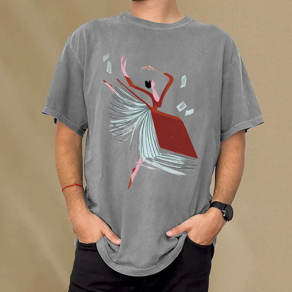 Pagewings Girl Dancing Pages Unisex Washed T-shirt