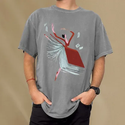 Pagewings Girl Dancing Pages Unisex Washed T-shirt