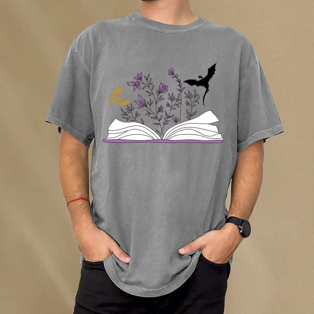 Pagewings Fourth Wing Flower Book Unisex Washed T-shirt