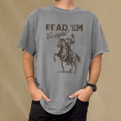 Pagewings Bookish Cowgirl Unisex Washed T-shirt