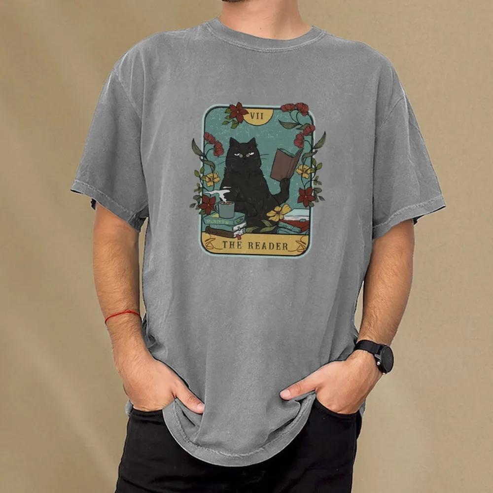 Pagewings The Reader Cat Unisex Washed T-shirt