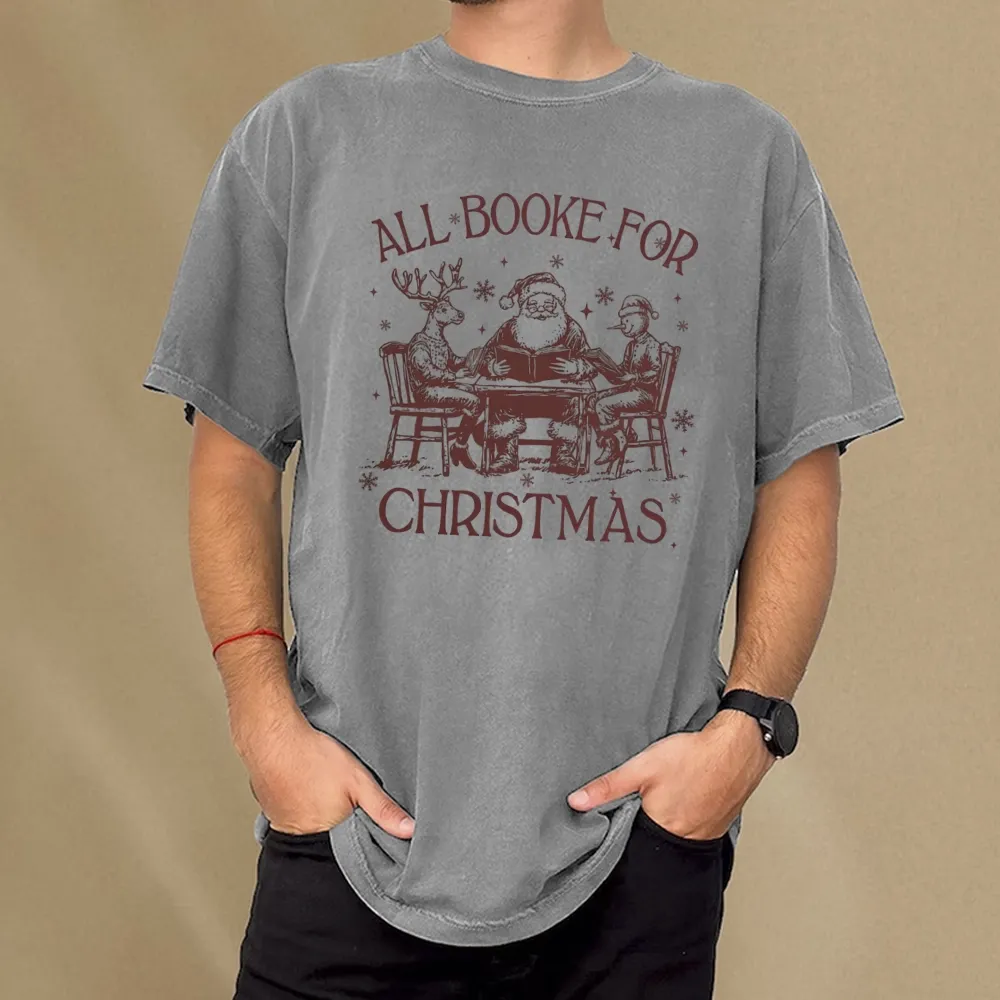 Pagewings Retro All Booked For Christmas Unisex Washed T-shirt