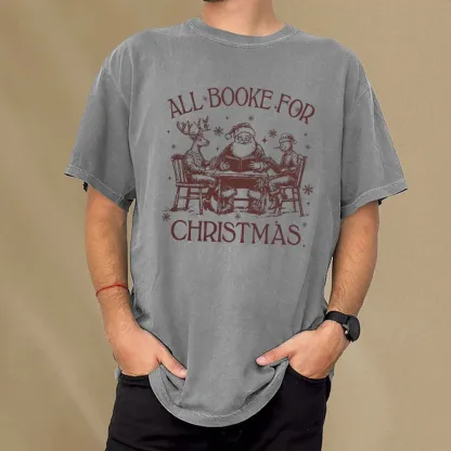 Pagewings Retro All Booked For Christmas Unisex Washed T-shirt