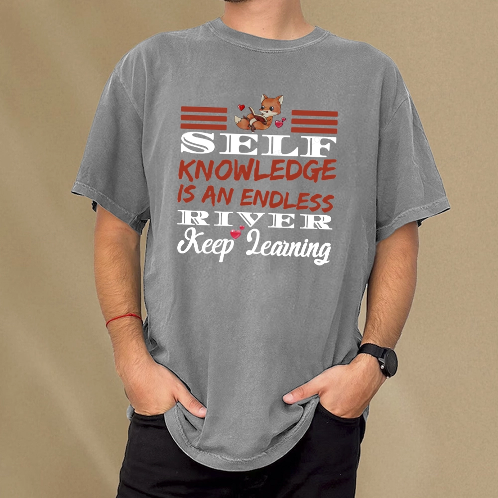 Pagewings Self Knowledge Is An Endless River Unisex Washed T-shirt