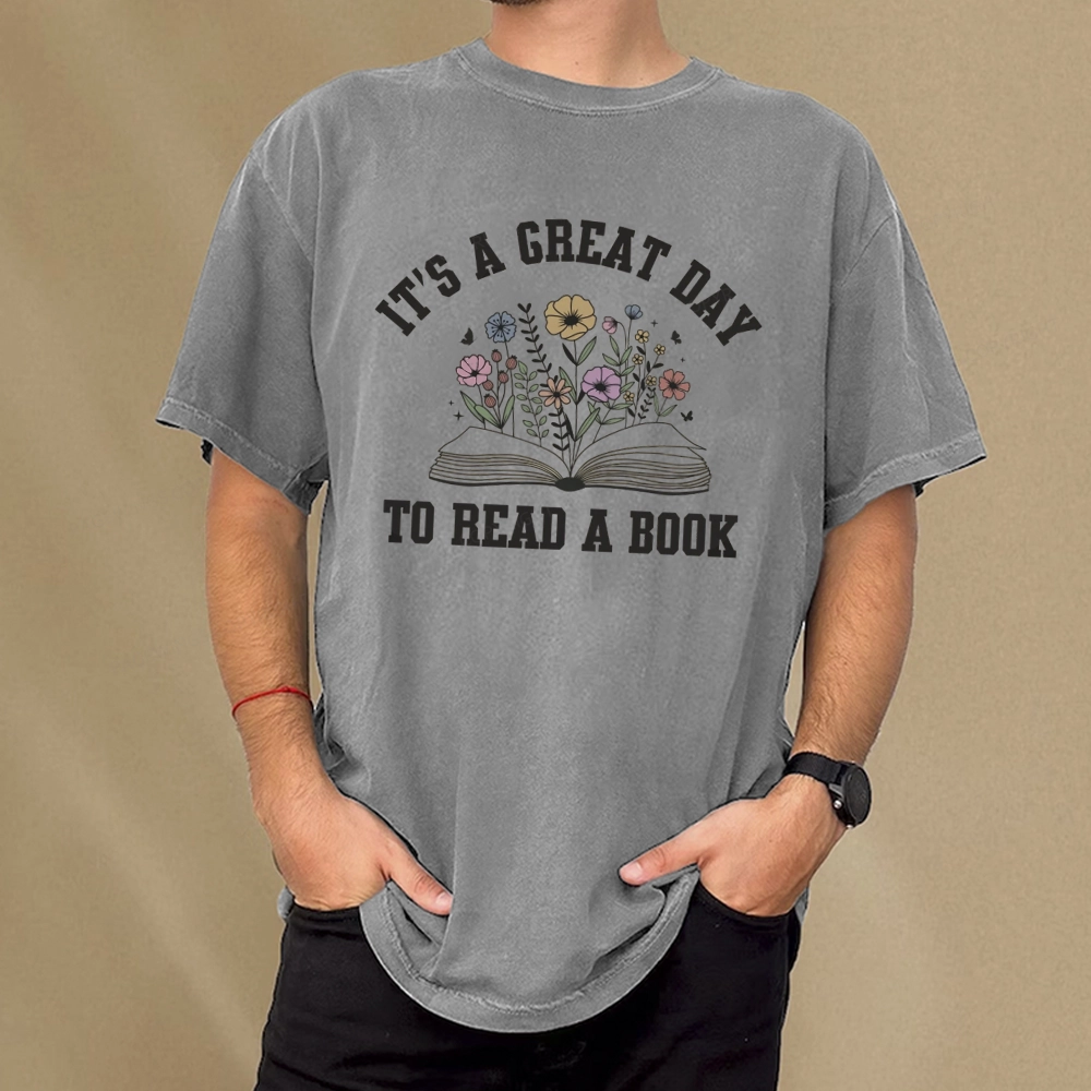 Pagewings t's Great Day to Read a Book Unisex Washed T-shirt