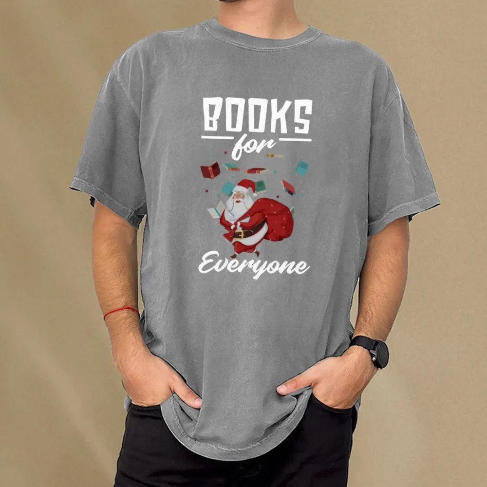 Pagewings Merry Christmas Bookworm Unisex Washed T-shirt