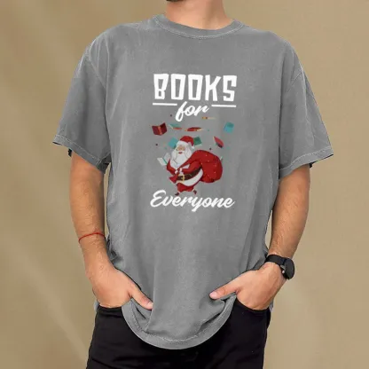 Pagewings Merry Christmas Bookworm Unisex Washed T-shirt