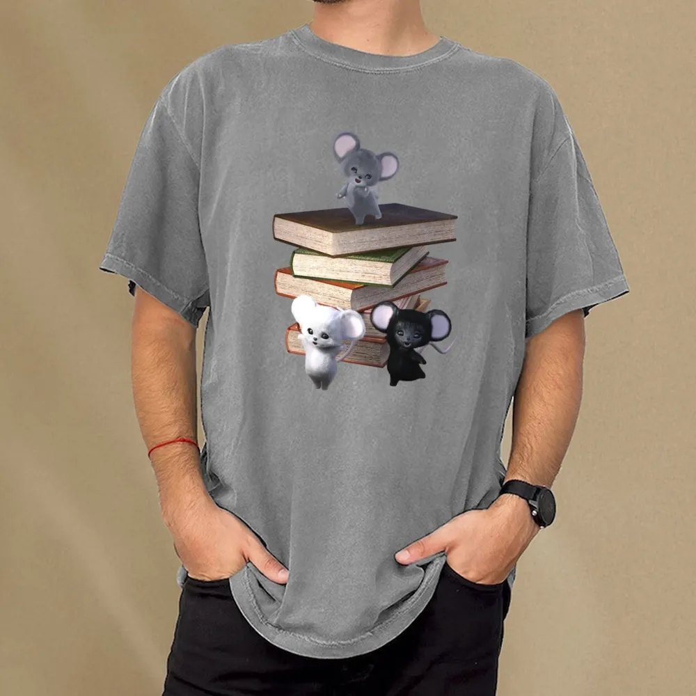 Pagewings Mouse Tail's Book Club Unisex Washed T-shirt