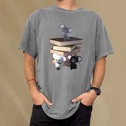 Pagewings Mouse Tail's Book Club Unisex Washed T-shirt