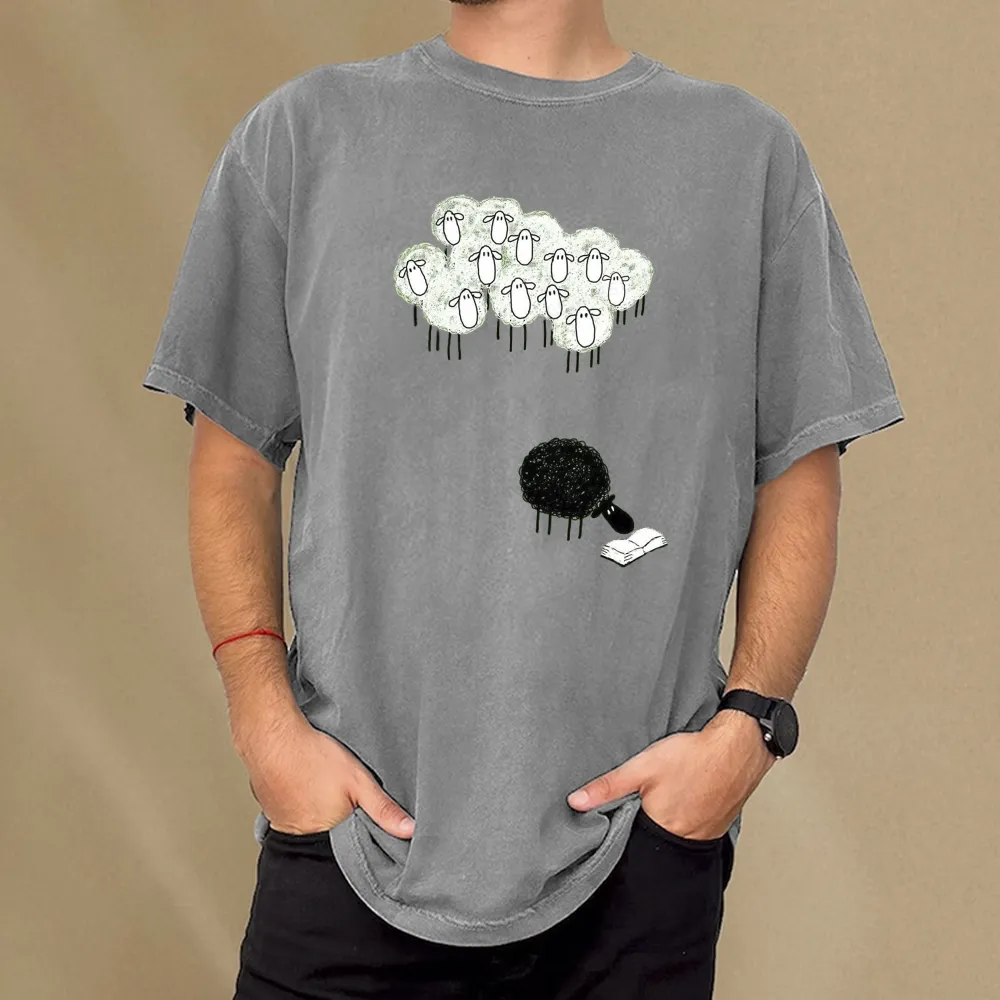 Pagewings Reading Fluffy Flock Unisex Washed T-shirt