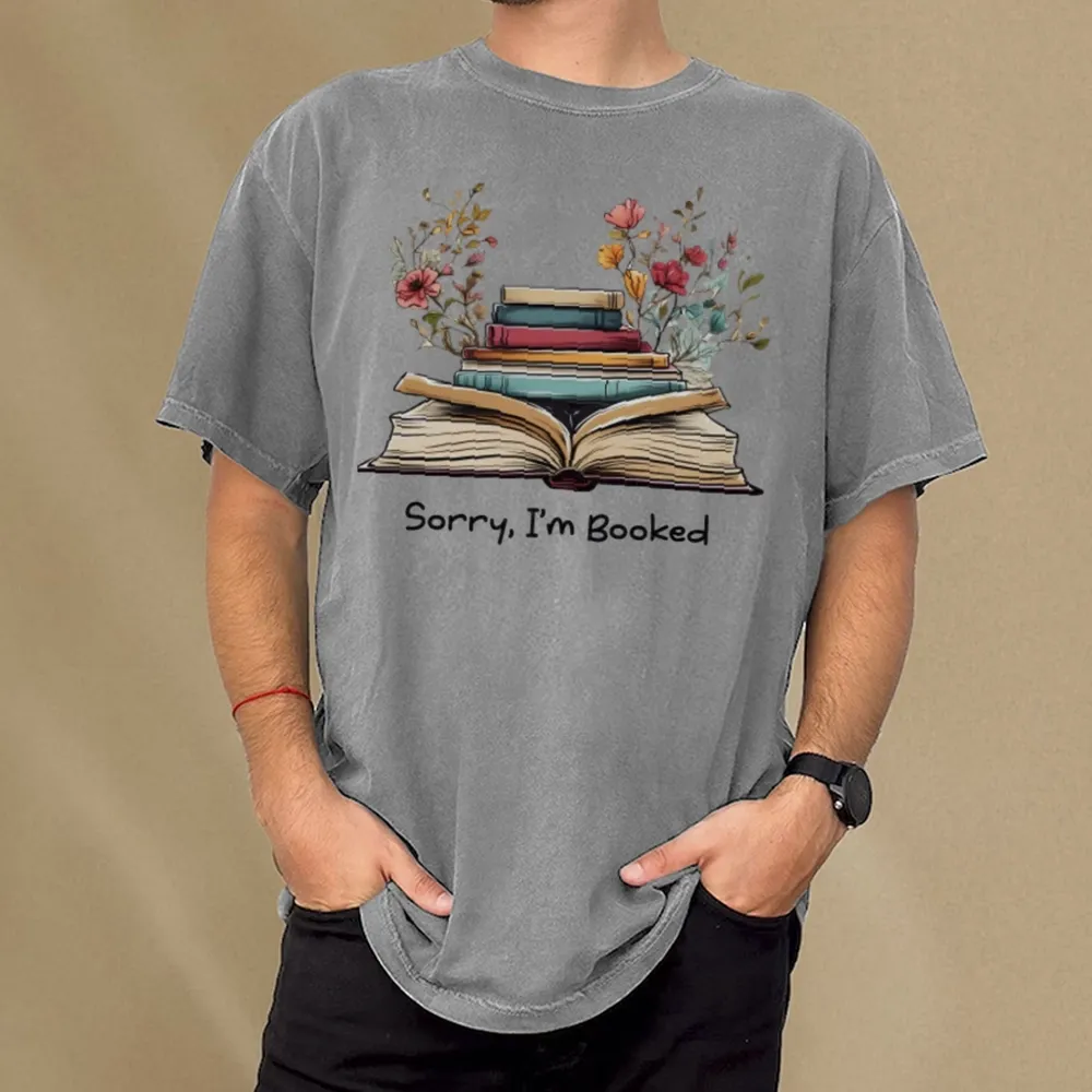 Pagewings Sorry I'm Booked Unisex Washed T-shirt
