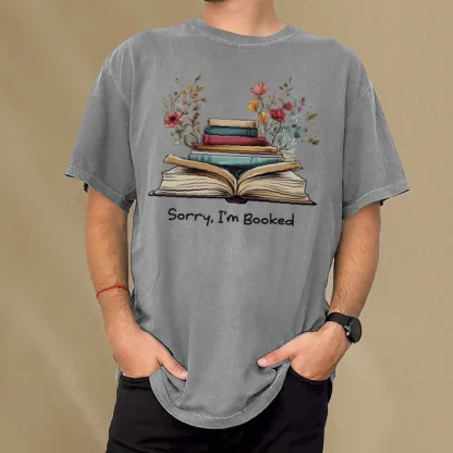 Pagewings Sorry I'm Booked Unisex Washed T-shirt