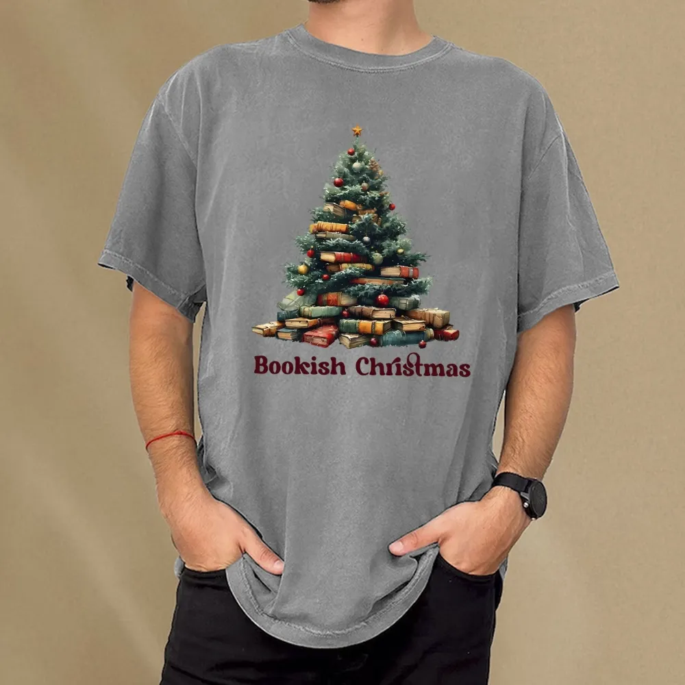 Pagewings Bookish Christmas Unisex Washed T-shirt