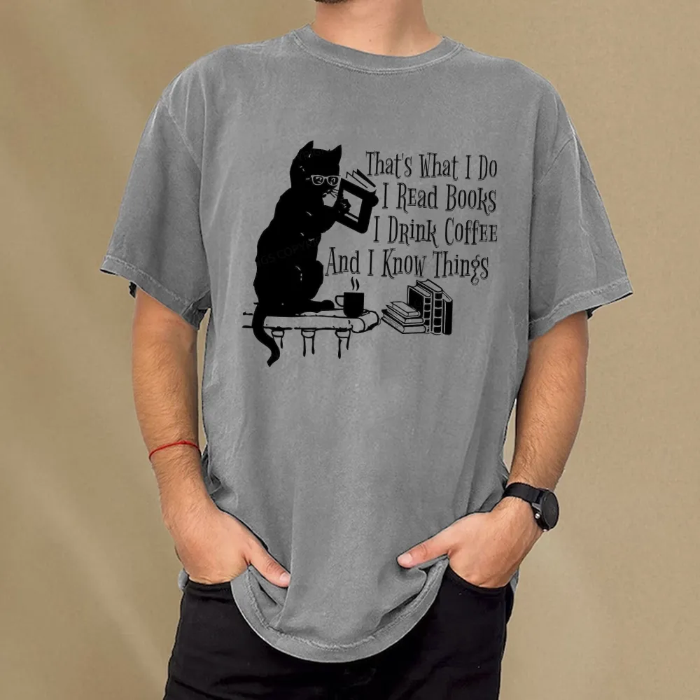 Pagewings That's What I Do I Read Books I Drink Coffee And I Know Things Unisex Washed T-shirt