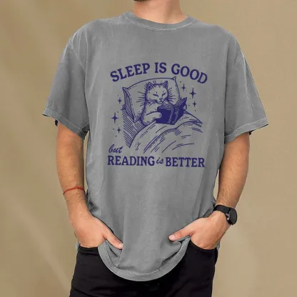 Pagewings Sleep Is Good But Reading Is Better Unisex Washed T-shirt