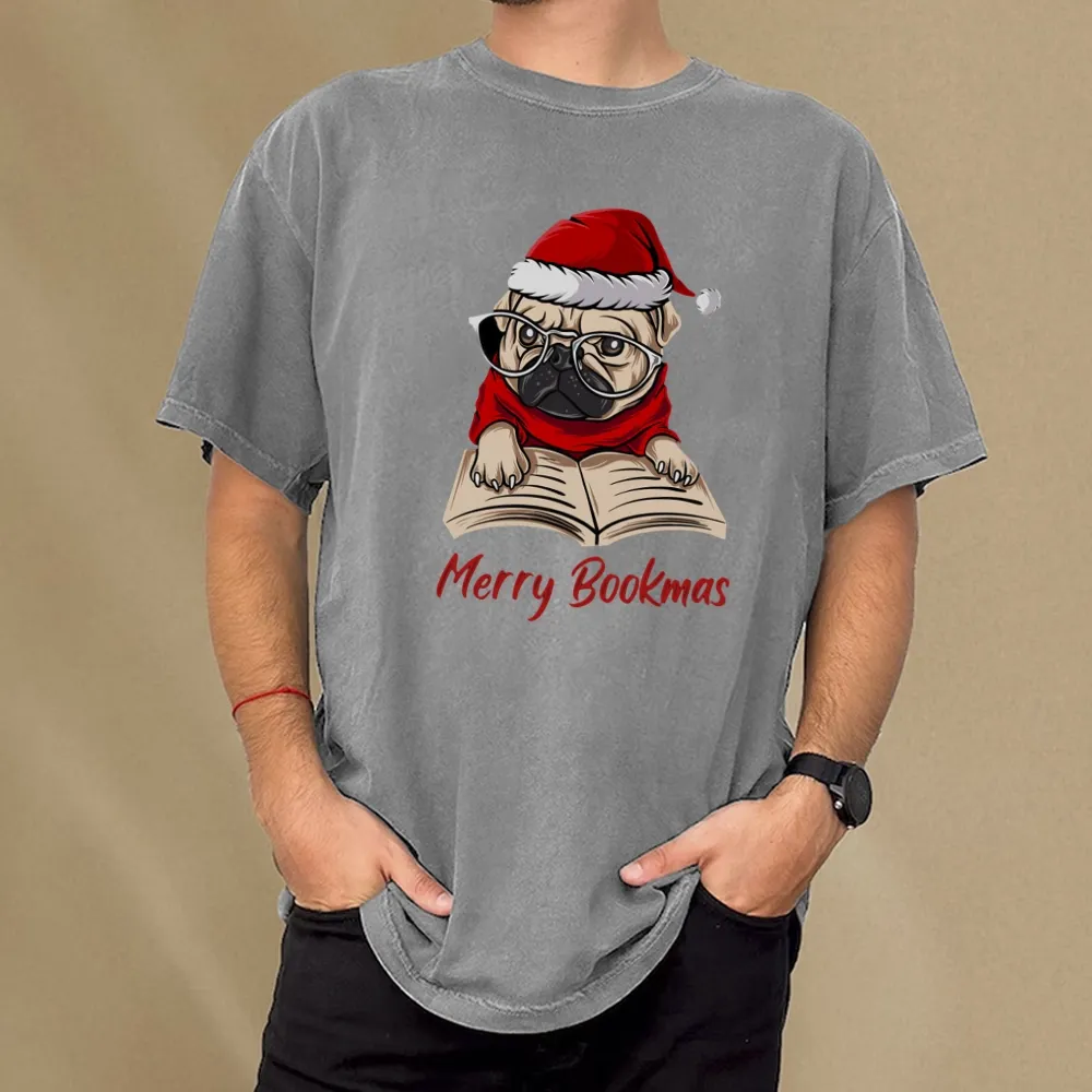 Pagewings Merry Bookmas Unisex Washed T-shirt