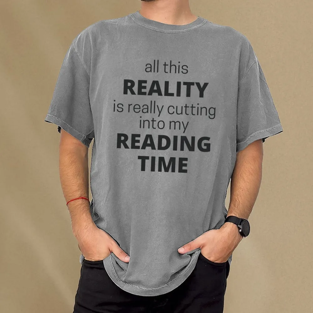 Pagewings All This Reality Is Really Cutting Into My Reading Time Unisex Washed T-shirt