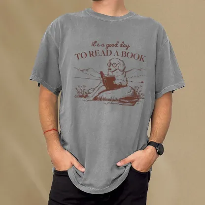 Pagewings It's A Good Day To Read A Book  Unisex Washed T-shirt