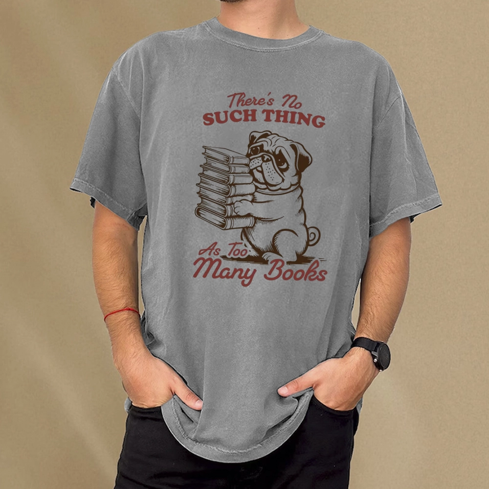 Pagewings There's No Such Thing As Too Many Books Unisex Washed T-shirt