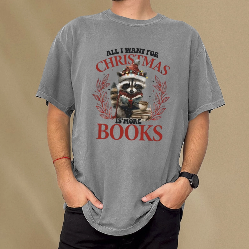 Pagewings All I Want For Christmas Is More Books Unisex Washed T-shirt