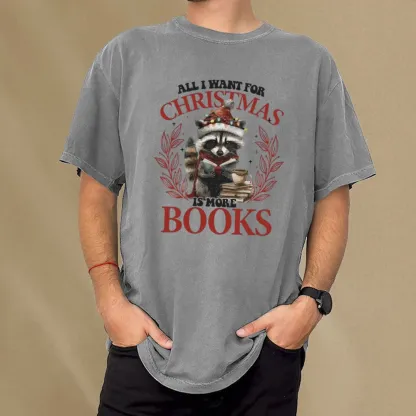 Pagewings All I Want For Christmas Is More Books Unisex Washed T-shirt