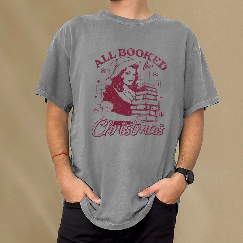 Pagewings All Booked for Christmas Unisex Washed T-shirt