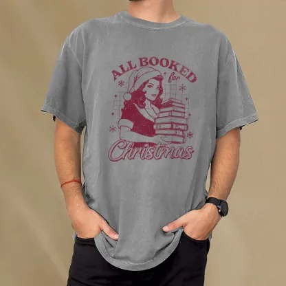 Pagewings All Booked for Christmas Unisex Washed T-shirt