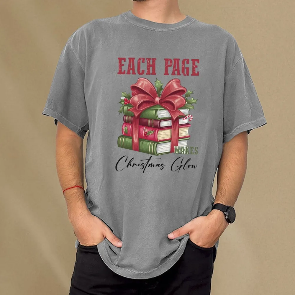 Pagewings Each Page Makes Christmas Glow Unisex Washed T-shirt