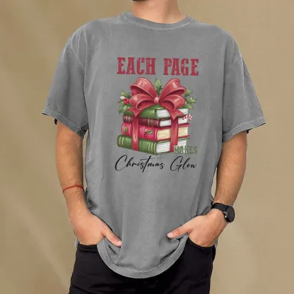 Pagewings Each Page Makes Christmas Glow Unisex Washed T-shirt