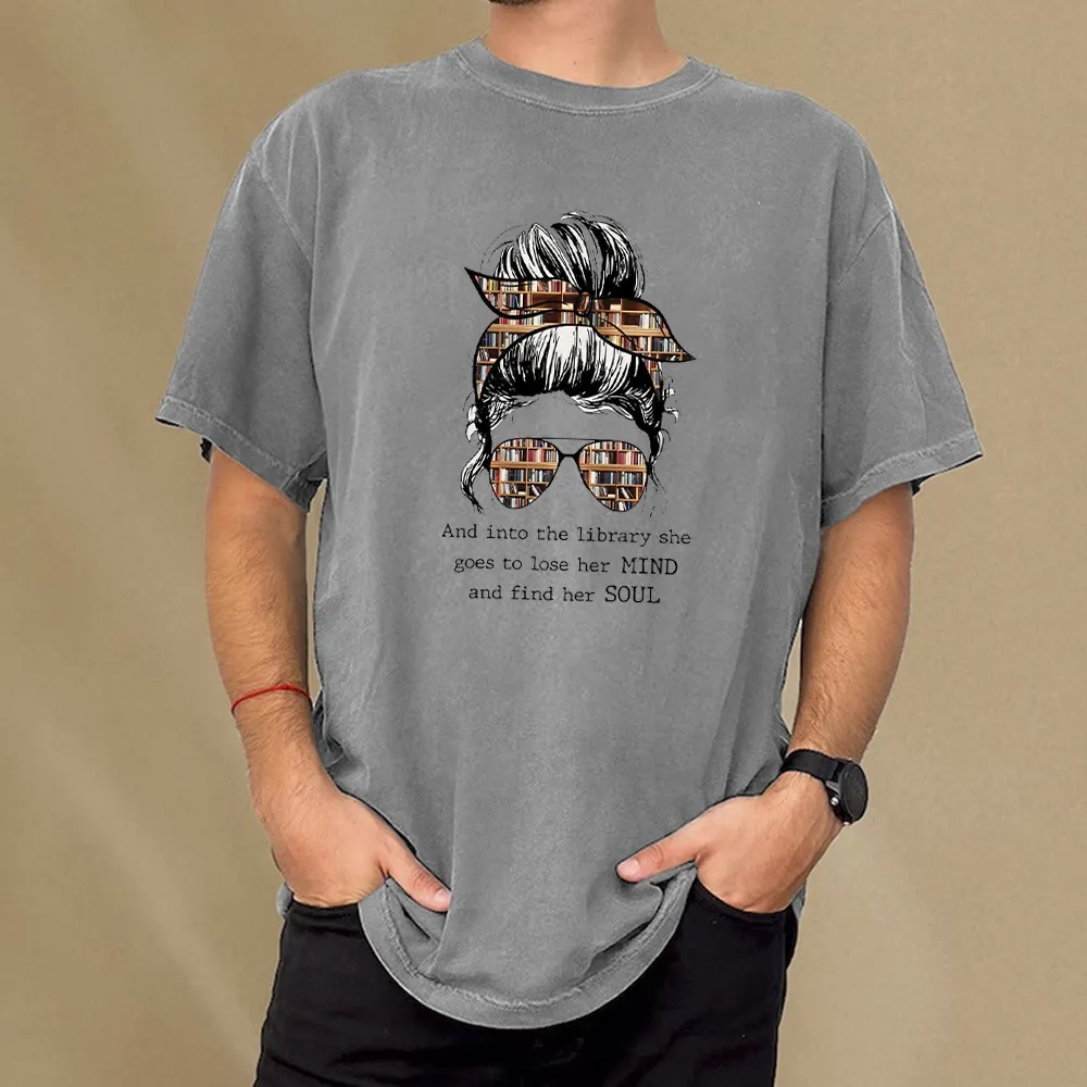 Pagewings Into The Library Find Her Soul Unisex Washed T-shirt