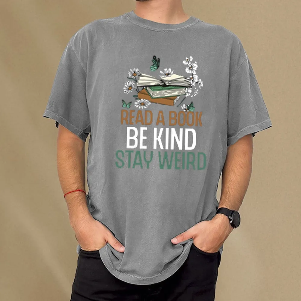 Pagewings Read Books Be Kind Stay Weird Unisex Washed T-shirt